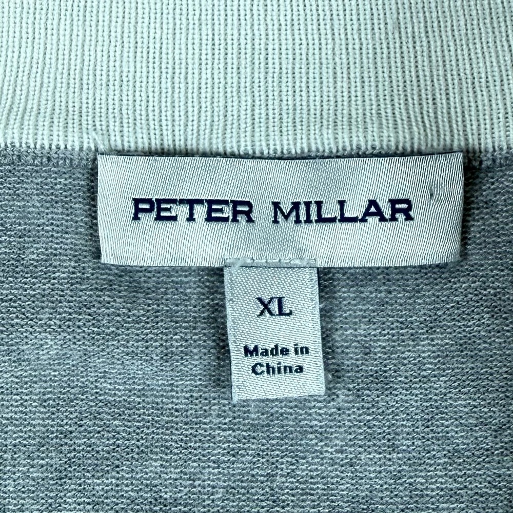 Peter Millar Mens XL Gray 1/4 Zip Pullover Golf Sweater Cotton Blend - Picture 4 of 7